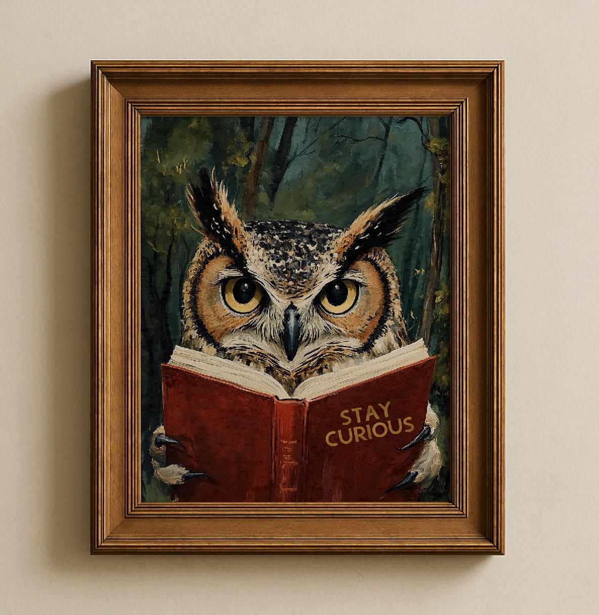Stay Curious Owl Reading Art Print Book Lovers Wall Decor - Image 4 by RebelMod