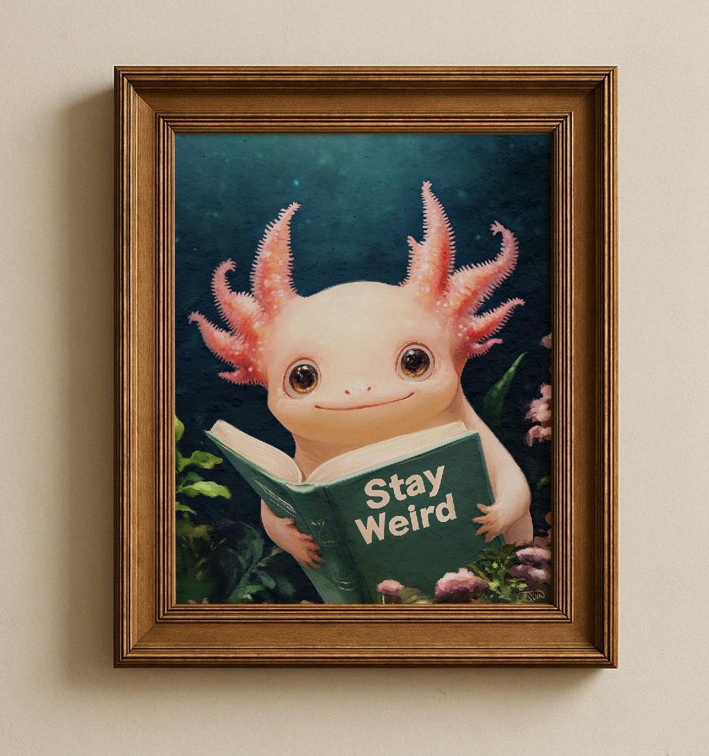 Axolotl Reading Stay Weird Book Print Cute Wall Art - Image 5 by RebelMod