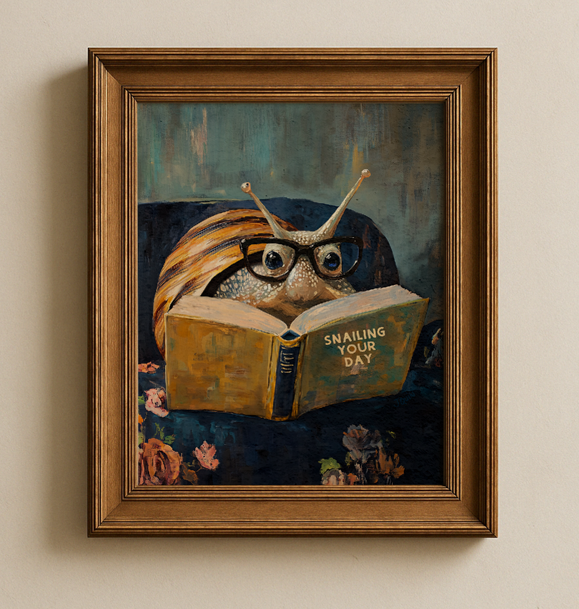 Snail Reading Snail The Day Book Art Print Cute Wall Decor - Image 3 by RebelMod