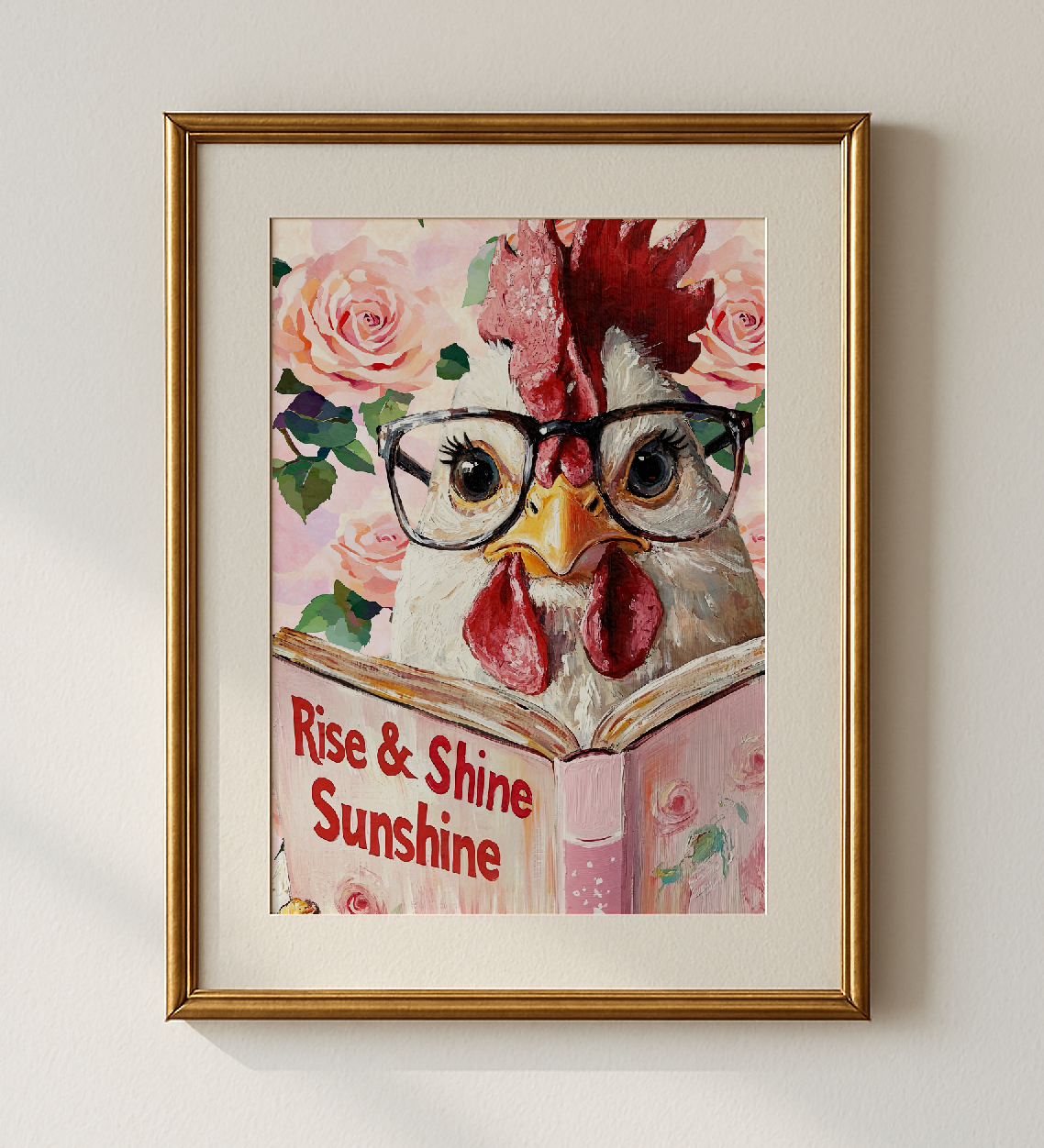 Rise and Shine Sunshine Hen Reading Wall Art Farmhouse Decor Print - Image 4 by RebelMod