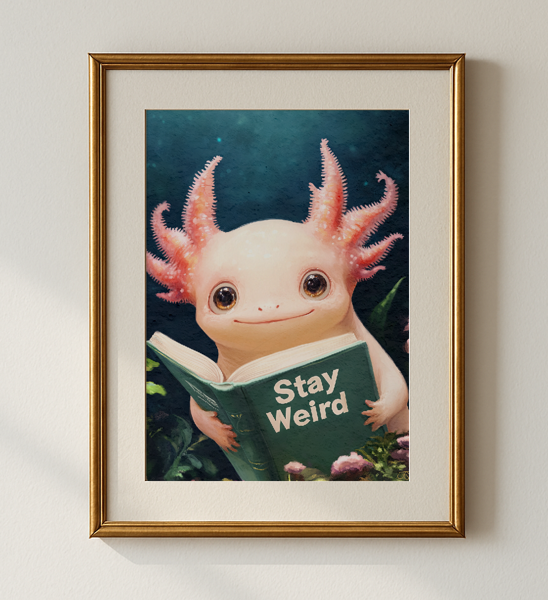 Axolotl Reading Stay Weird Book Print Cute Wall Art - Image 2 by RebelMod