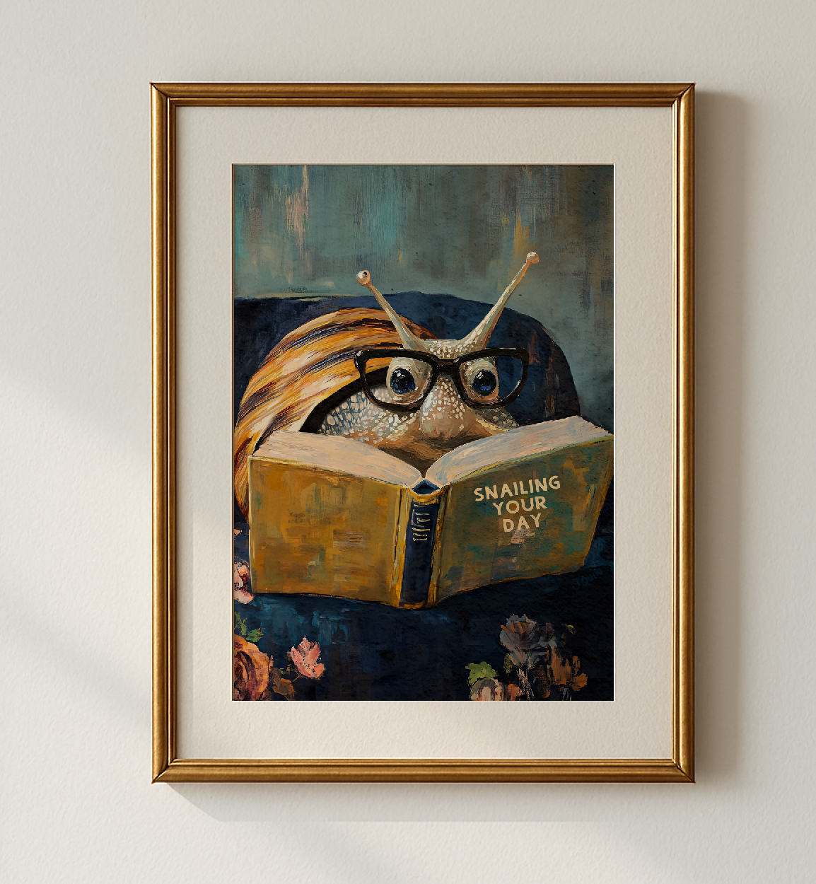 Snail Reading Snail The Day Book Art Print Cute Wall Decor - Image 4 by RebelMod