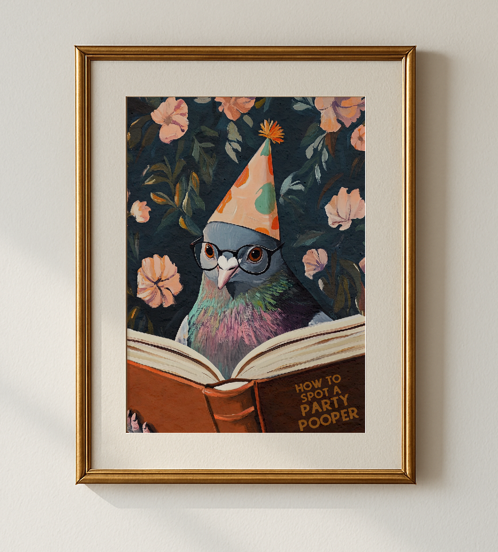 Funny Pigeon Reading Book Art Print Humorous Wall Decor - Image 5 by RebelMod