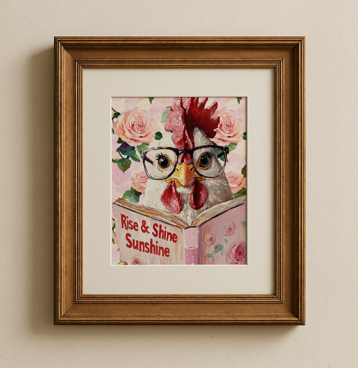 Rise and Shine Sunshine Hen Reading Wall Art Farmhouse Decor Print - Image 5 by RebelMod