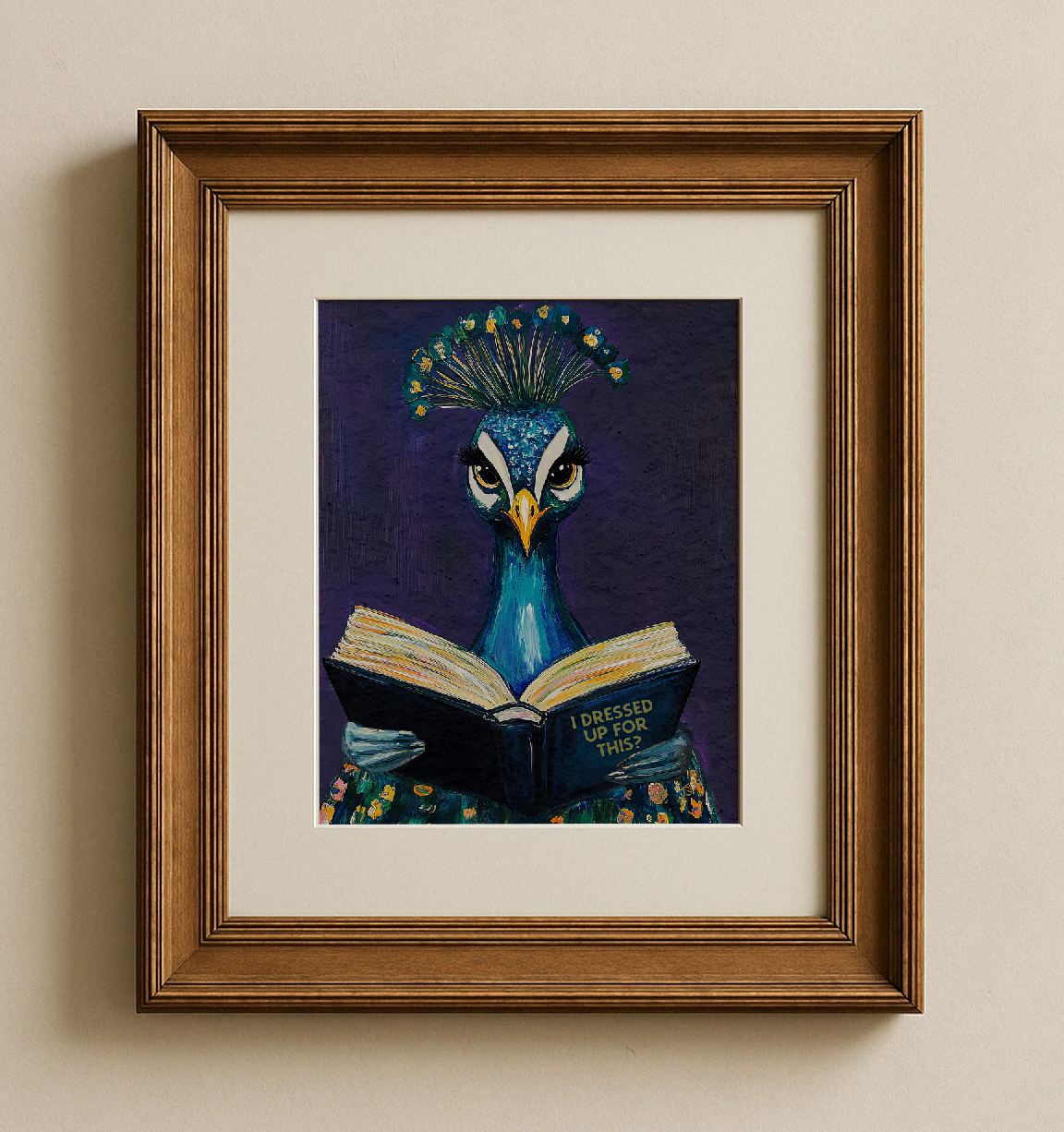 Peacock I Dressed Up For This? Reading Art Print Quirky Decork - Image 5 by RebelMod