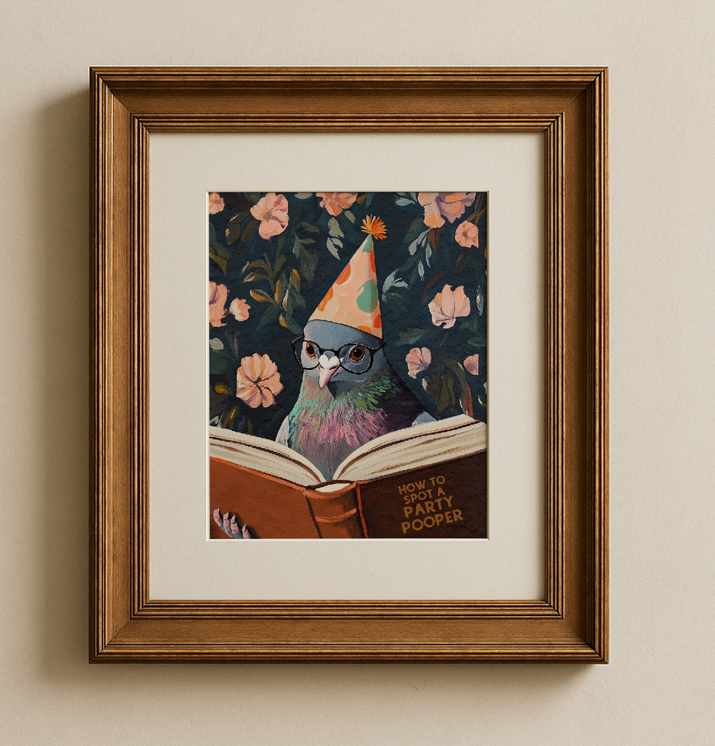 Funny Pigeon Reading Book Art Print Humorous Wall Decor - Image 6 by RebelMod