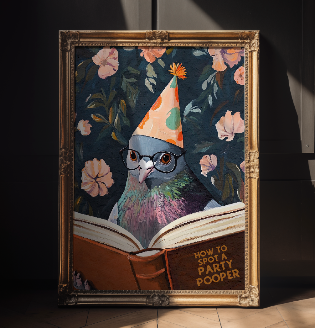 Funny Pigeon Reading Book Art Print Humorous Wall Decor - Image 7 by RebelMod