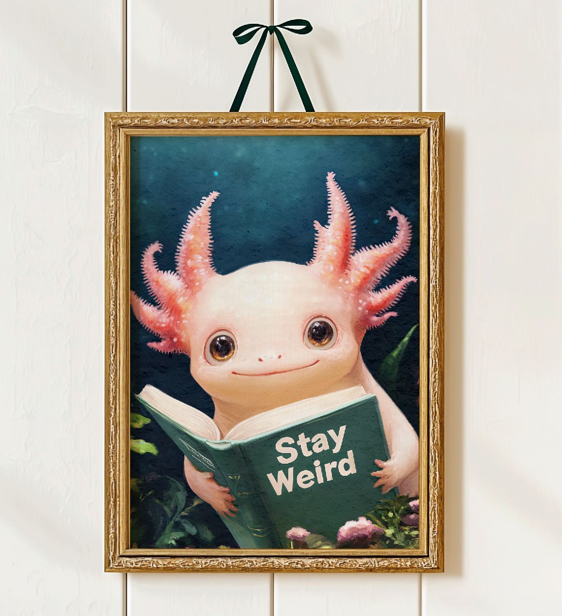 Axolotl Reading Stay Weird Book Print Cute Wall Art - Image 4 by RebelMod
