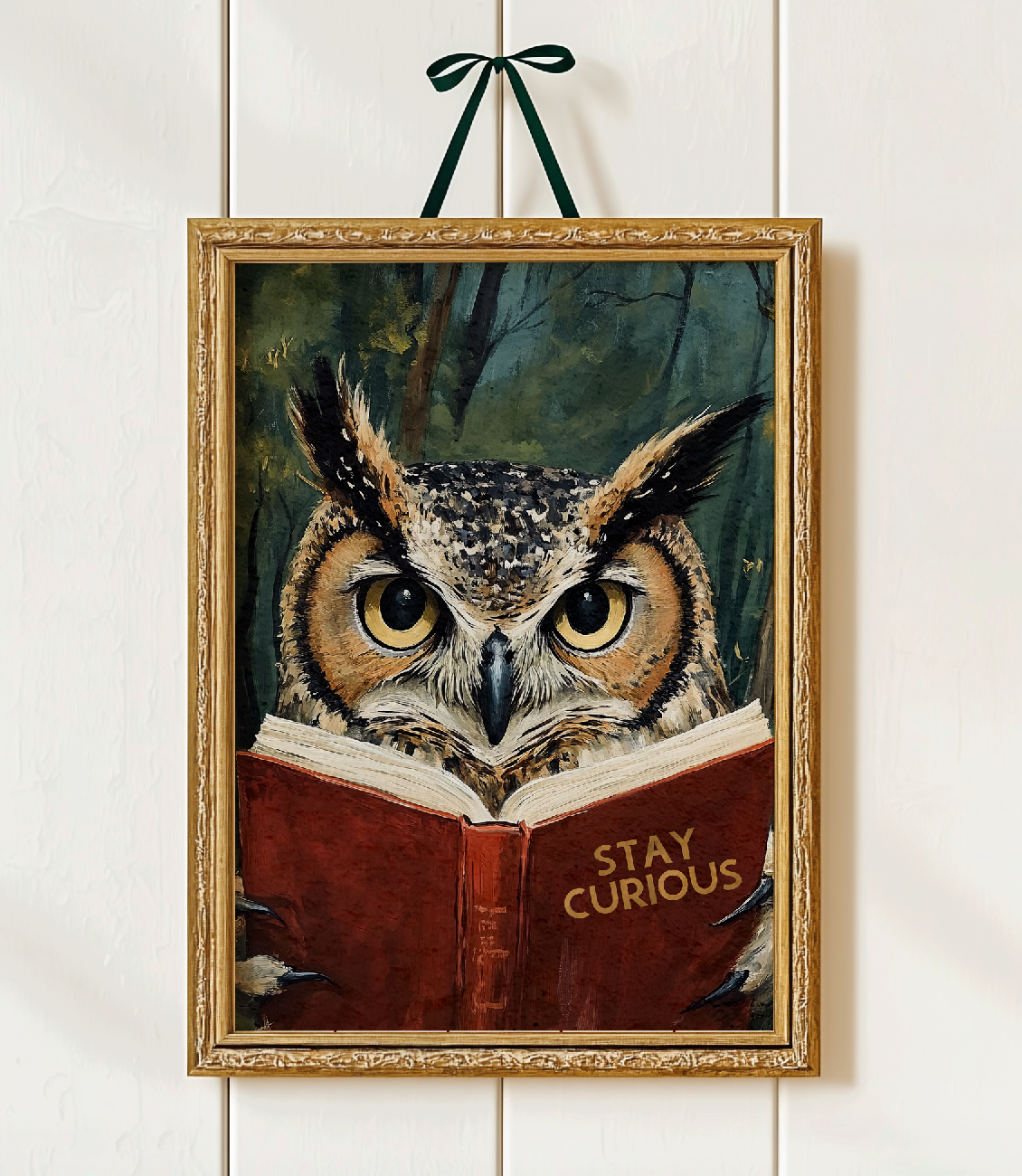 Stay Curious Owl Reading Art Print Book Lovers Wall Decor - Image 2 by RebelMod