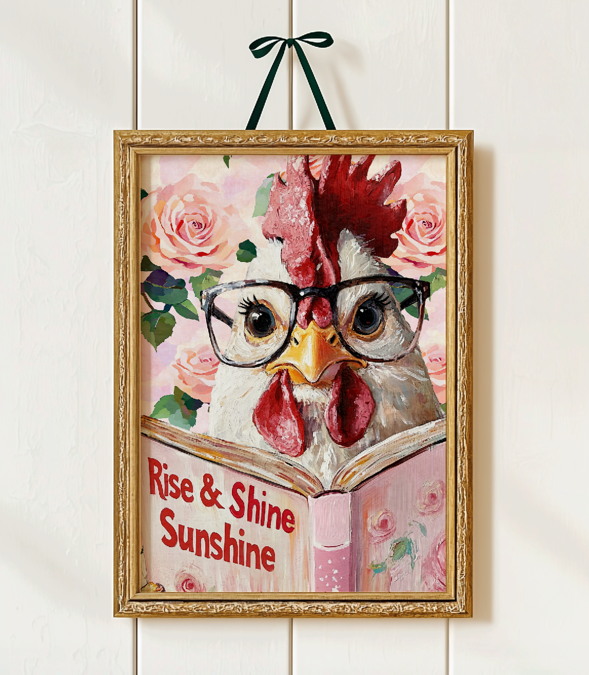 Rise and Shine Sunshine Hen Reading Wall Art Farmhouse Decor Print - Image 7 by RebelMod