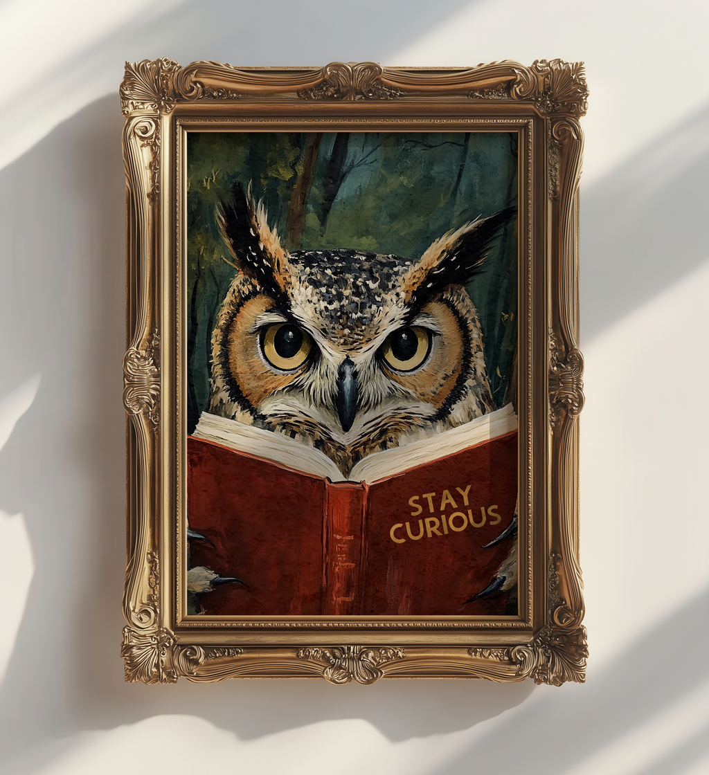 Stay Curious Owl Reading Art Print Book Lovers Wall Decor - Image 8 by RebelMod