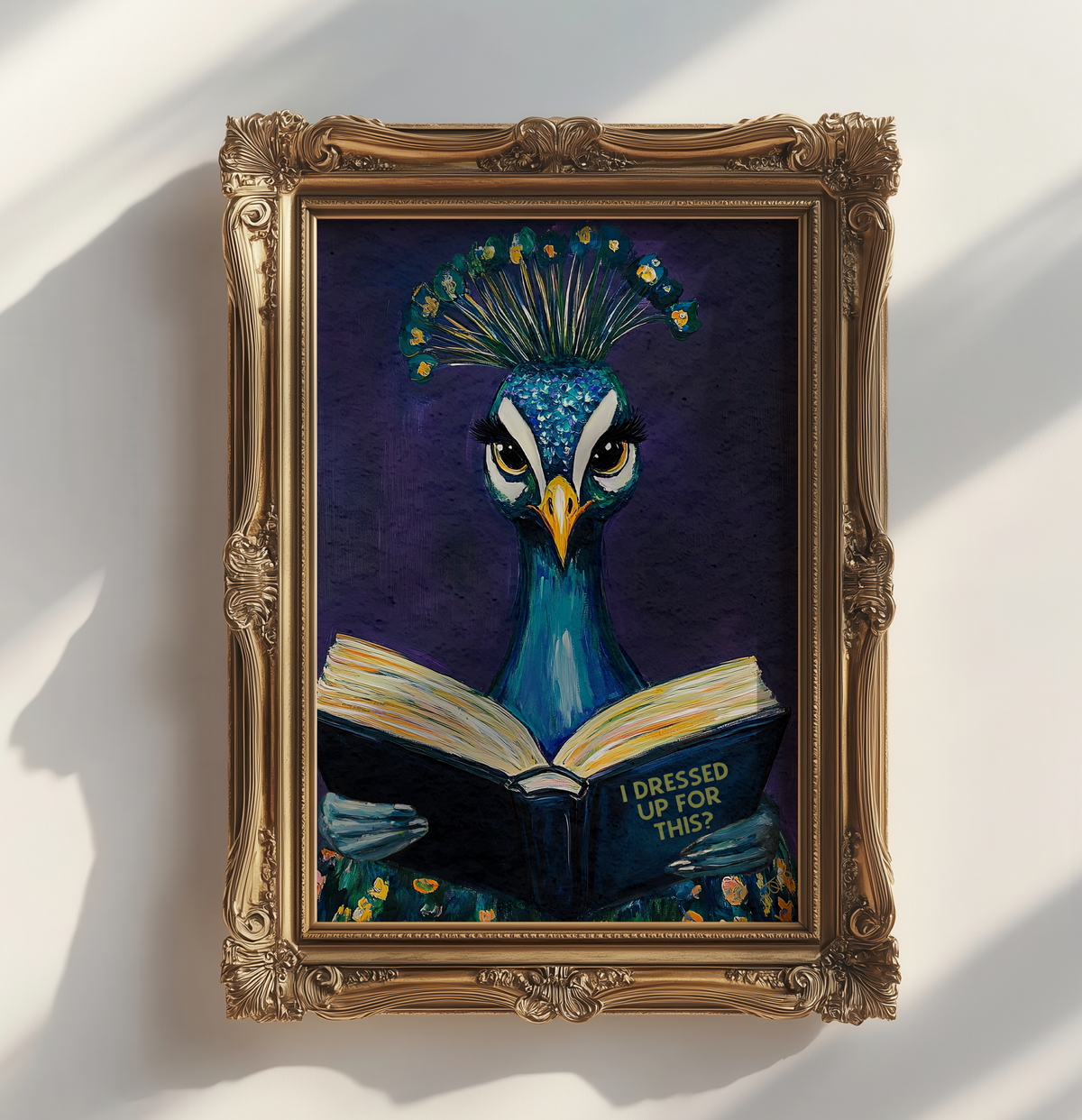 Peacock I Dressed Up For This? Reading Art Print Quirky Decork - Image 8 by RebelMod