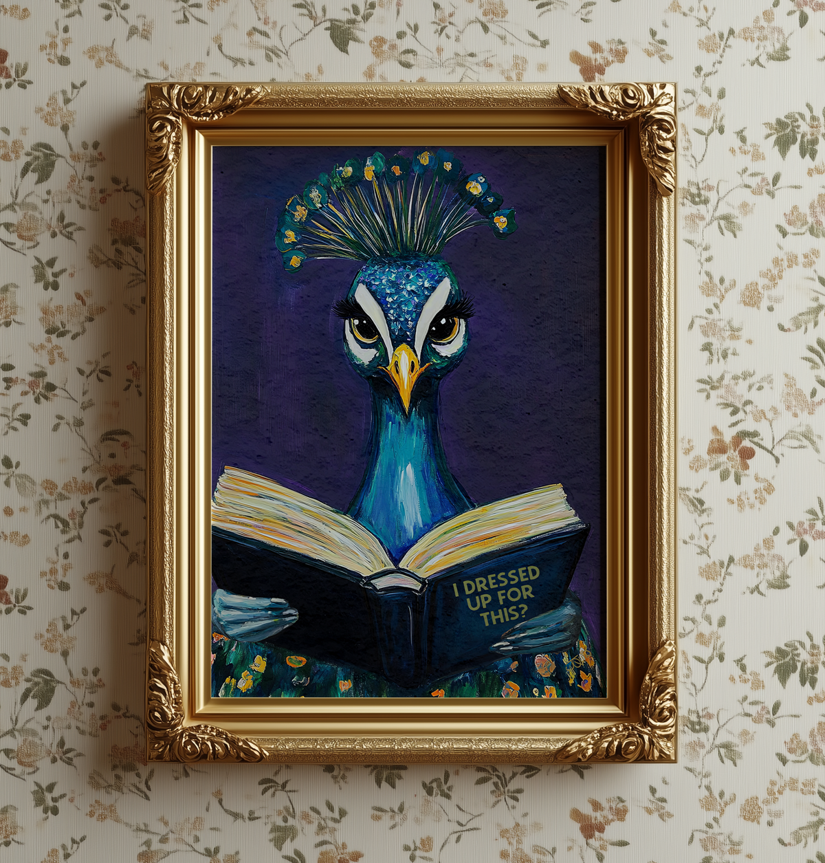 Peacock I Dressed Up For This? Reading Art Print Quirky Decork - Image 9 by RebelMod