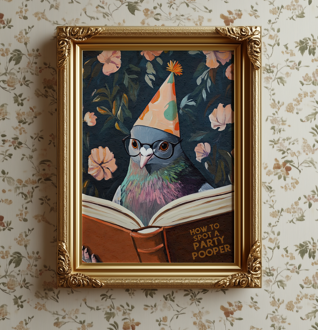 Funny Pigeon Reading Book Art Print Humorous Wall Decor - Image 9 by RebelMod