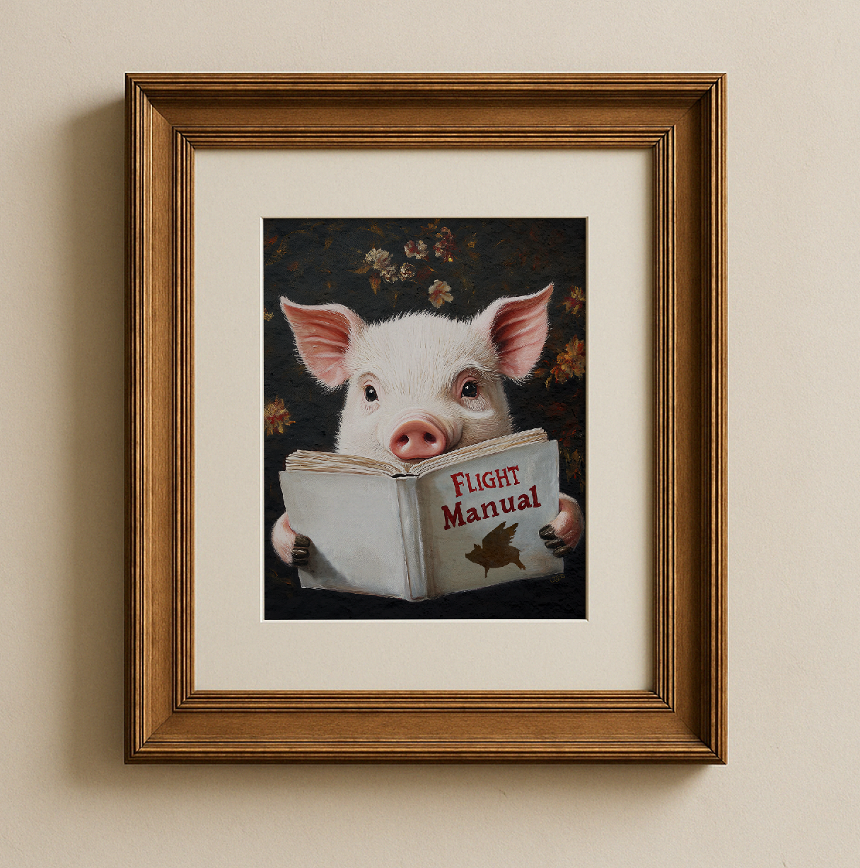 Pig Reading Flight Manual Art Print When Pigs Fly Wall Decor - Image 5 by RebelMod