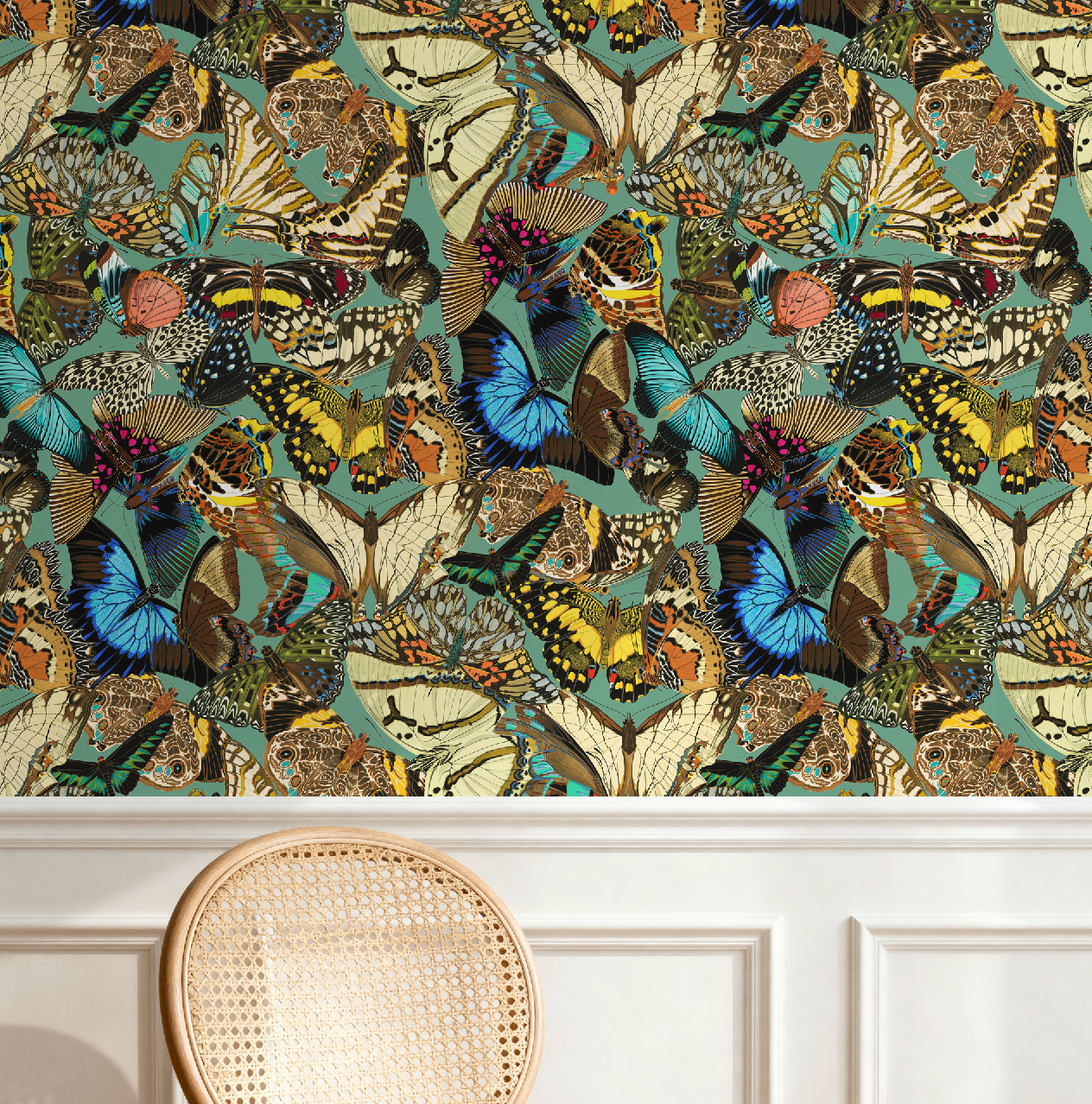 Butterfly Cabinet Teal Wallpaper - Image 5 by RebelMod