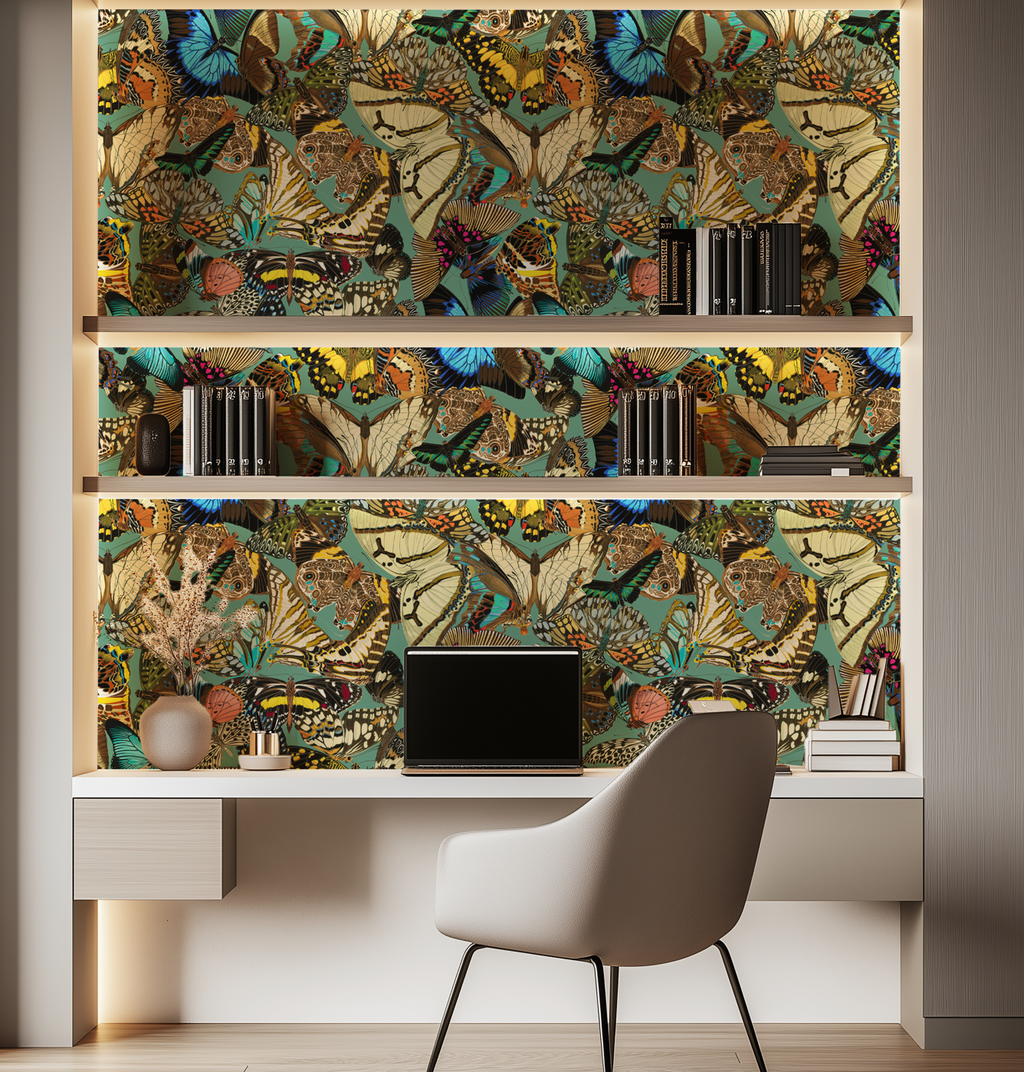 Butterfly Cabinet Teal Wallpaper - Image 6 by RebelMod