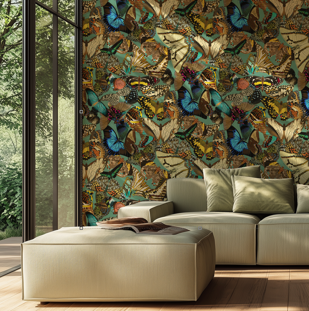 Butterfly Cabinet Teal Wallpaper - Image 7 by RebelMod