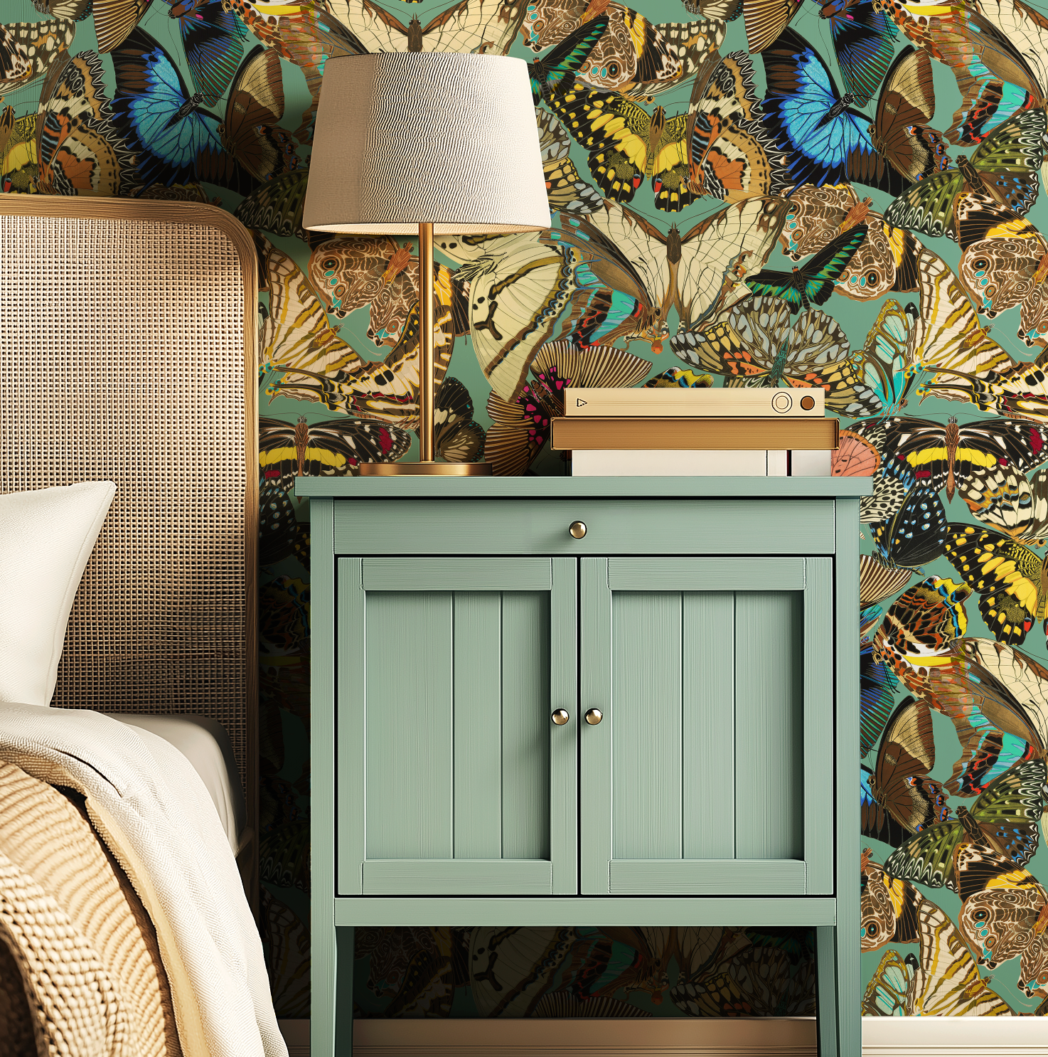Butterfly Cabinet Teal Wallpaper - Image 8 by RebelMod