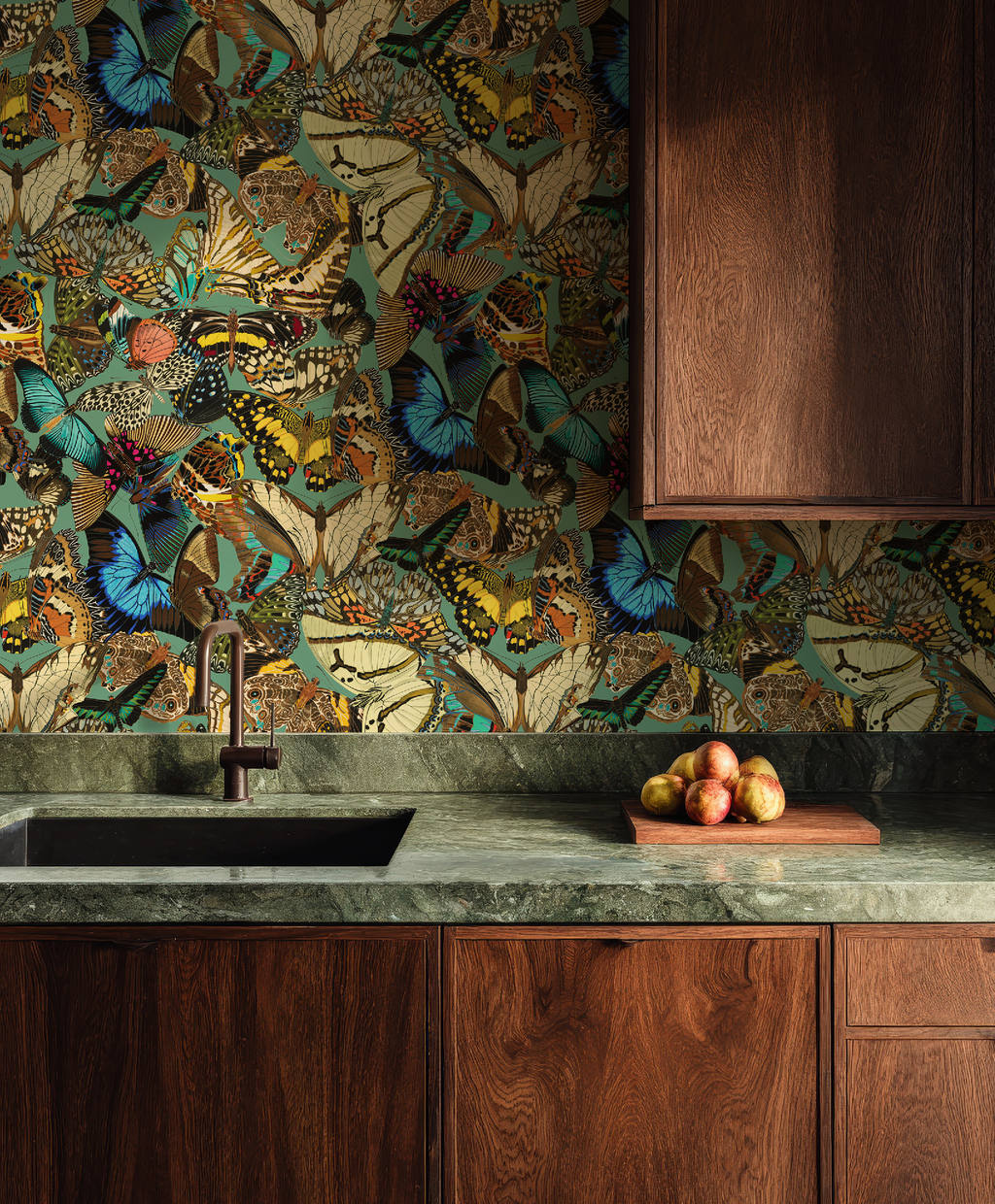Butterfly Cabinet Teal Wallpaper by RebelMod