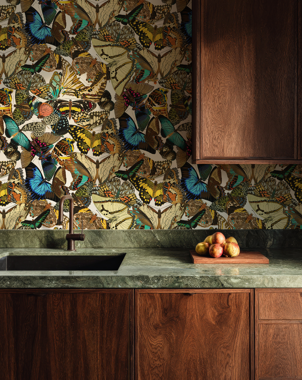 Butterfly Cabinet Wallpaper White