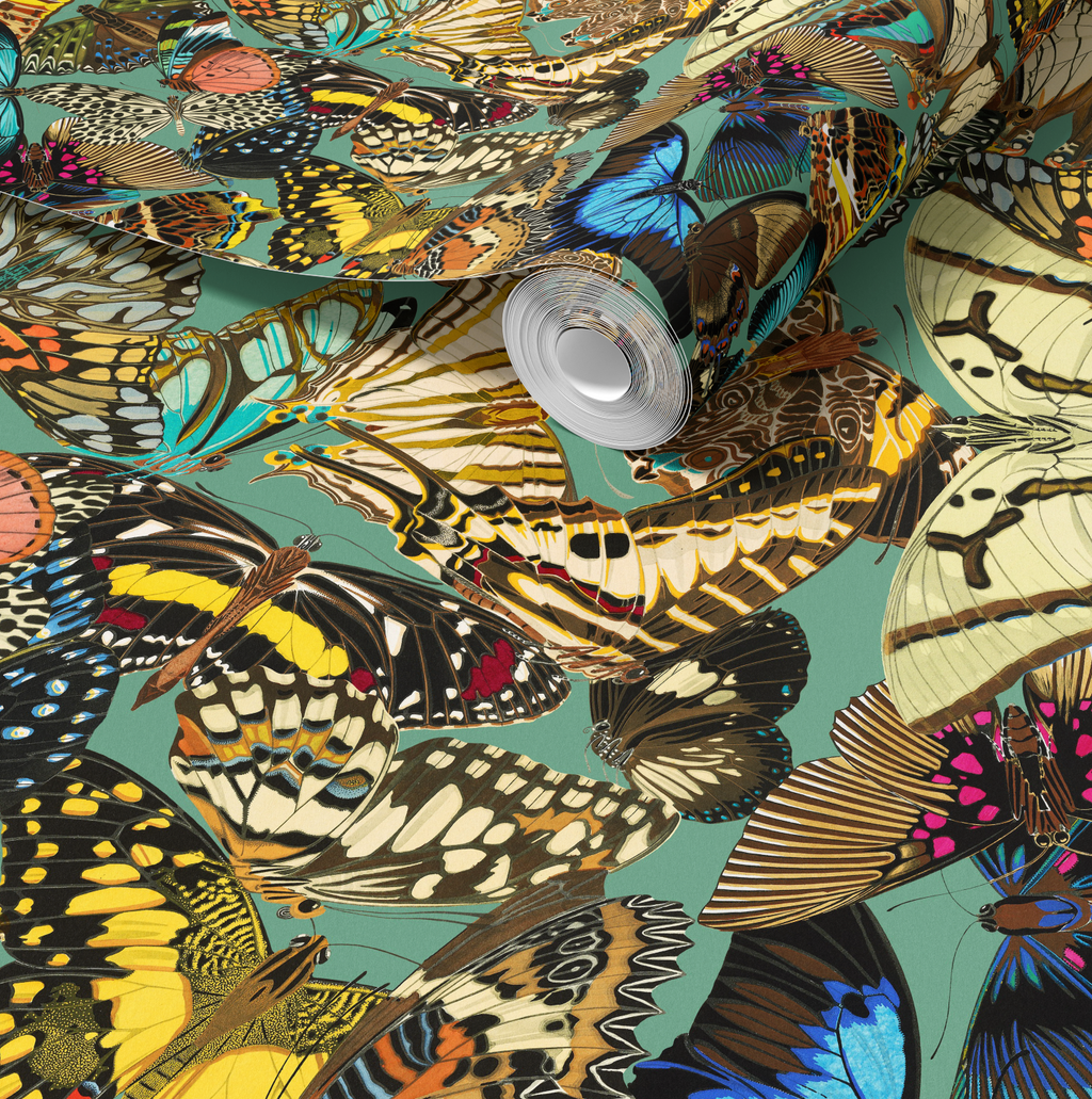 Butterfly Cabinet Teal Wallpaper - Image 2 by RebelMod