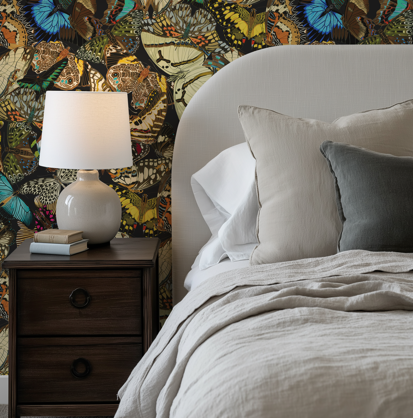 Butterfly Cabinet Noir Wallpaper