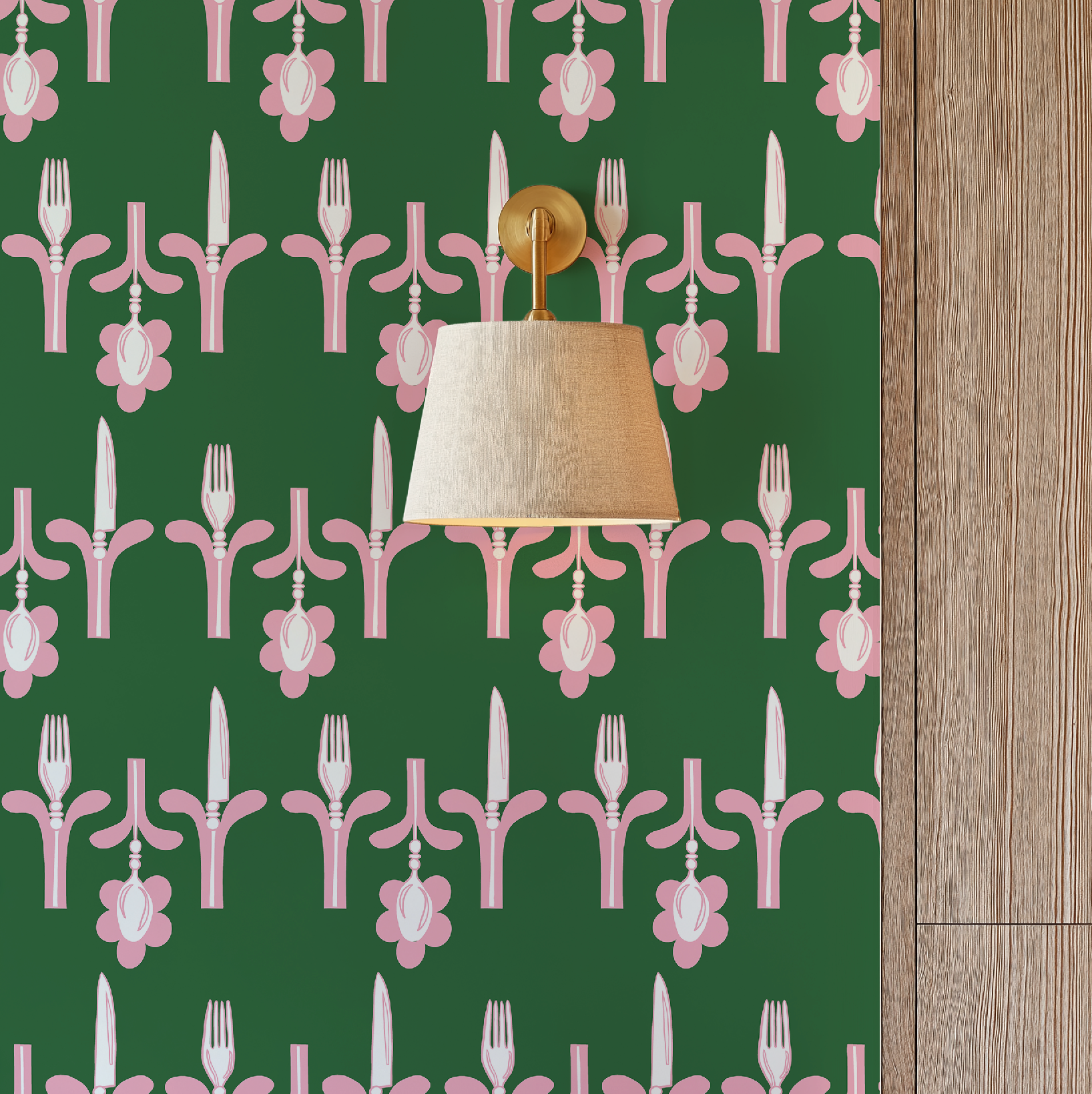 Dinner Party Green & Pink Wallpaper - Image 4 by RebelMod