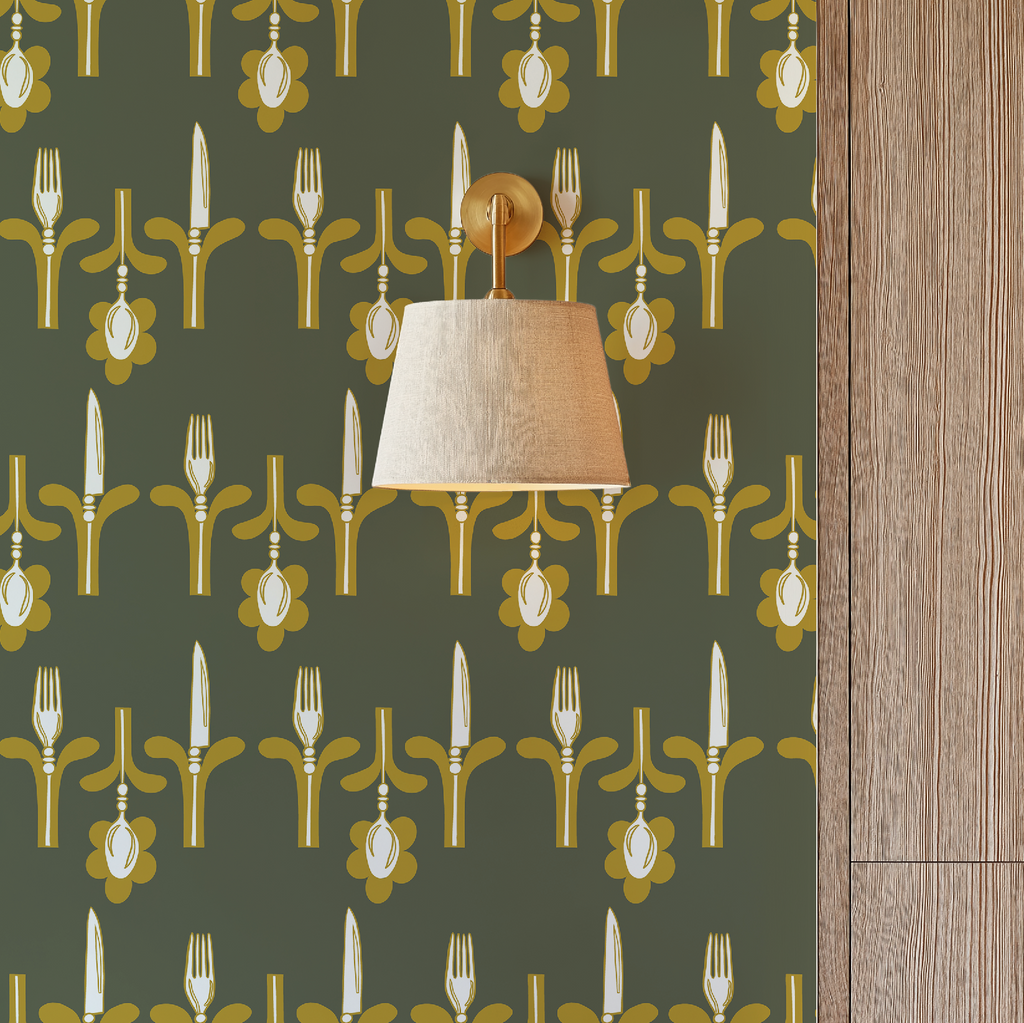 Dinner Party Olive & Gold Wallpaper - Image 3 by RebelMod