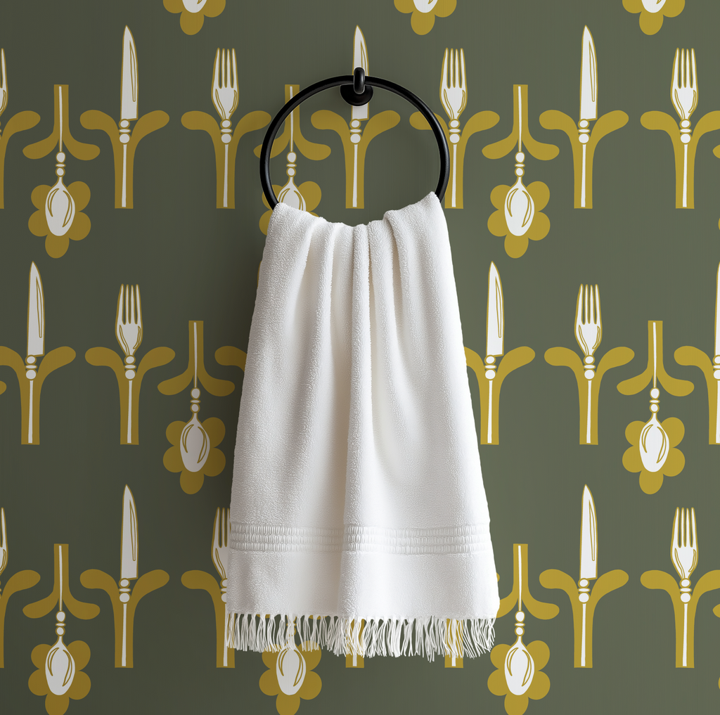 Dinner Party Olive & Gold Wallpaper - Image 5 by RebelMod