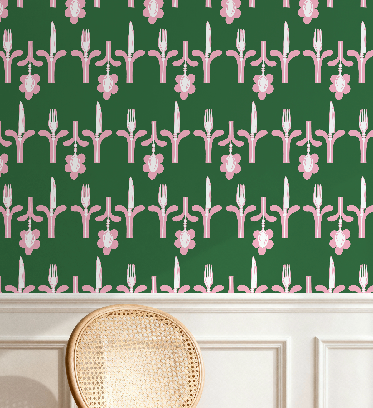 Dinner Party Green & Pink Wallpaper - Image 6 by RebelMod