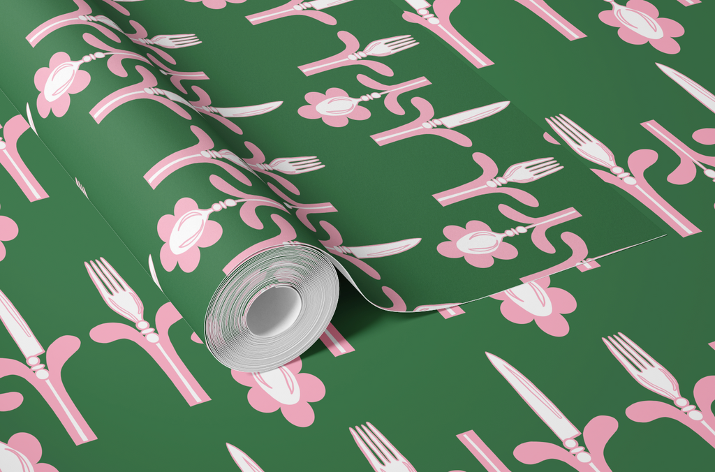 Dinner Party Green & Pink Wallpaper - Image 7 by RebelMod