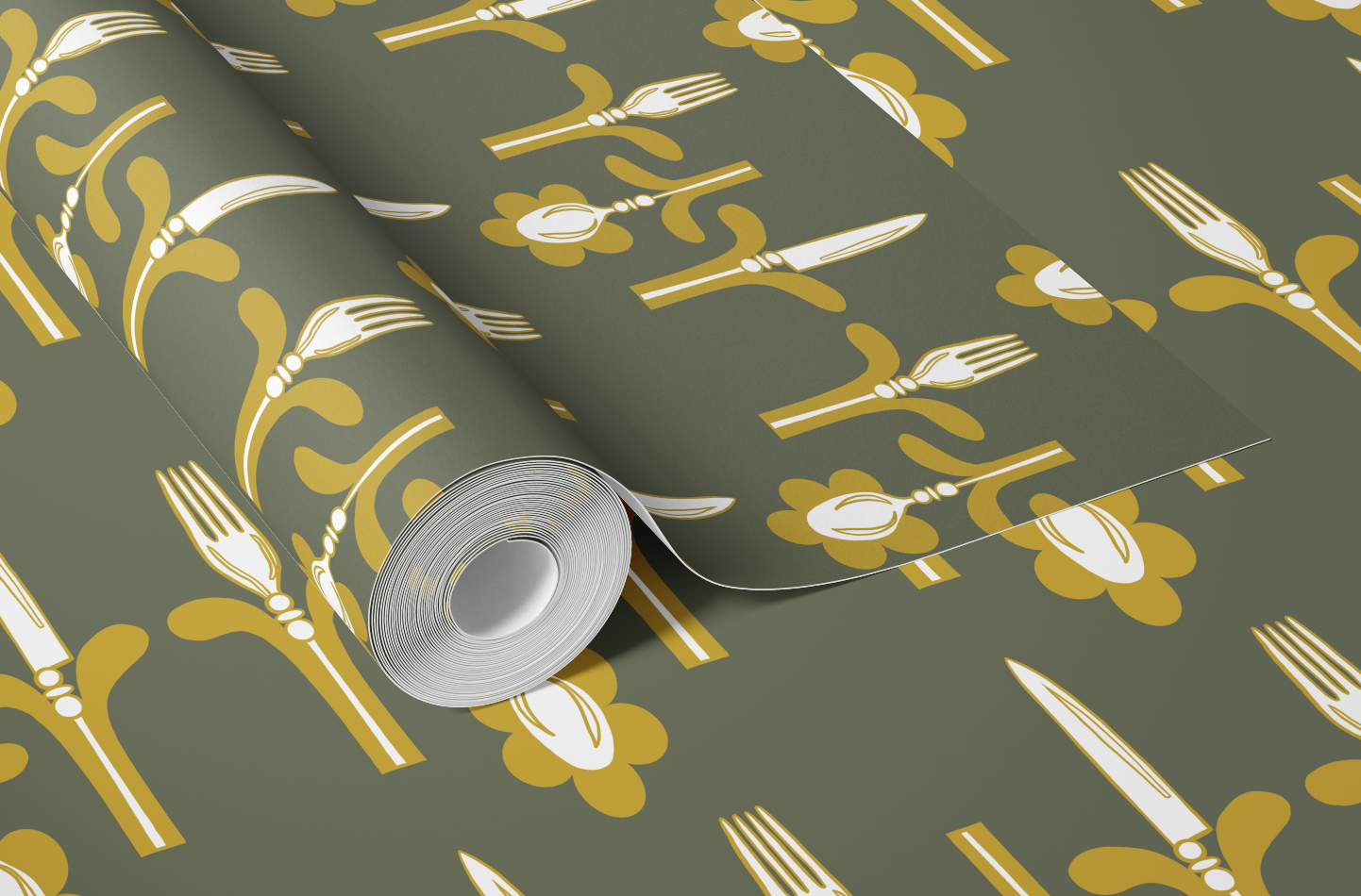 Dinner Party Olive & Gold Wallpaper - Image 7 by RebelMod