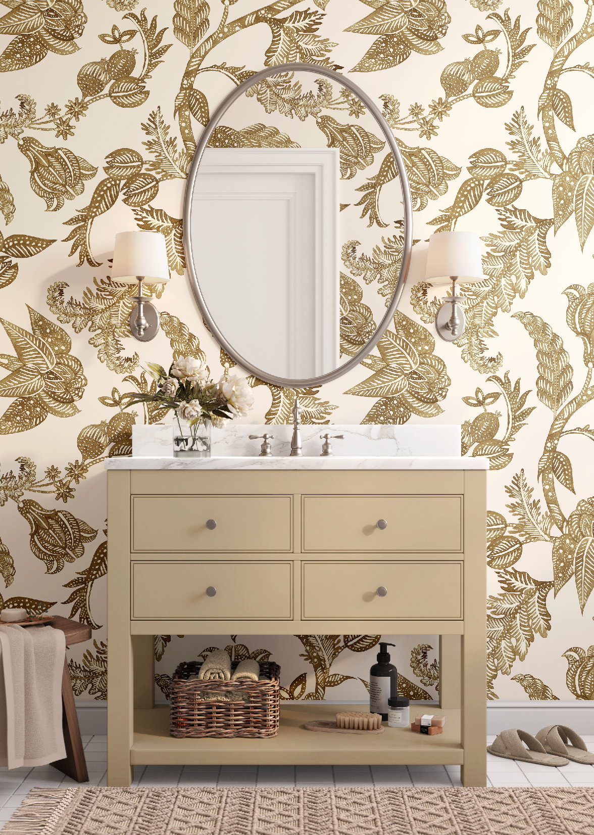 Antique Botanical Etching / Cream Wallpaper - Image 3 by RebelMod