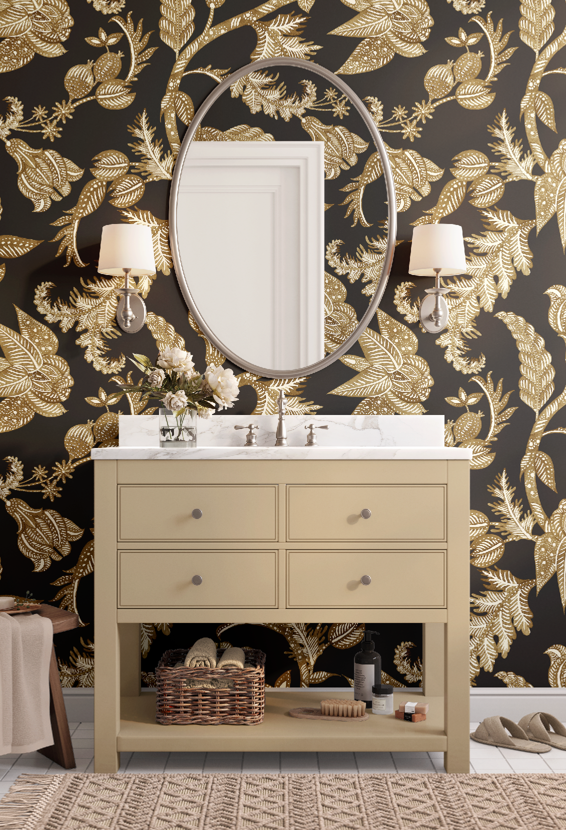 Antique Botanical Etching / Charcoal Wallpaper by RebelMod