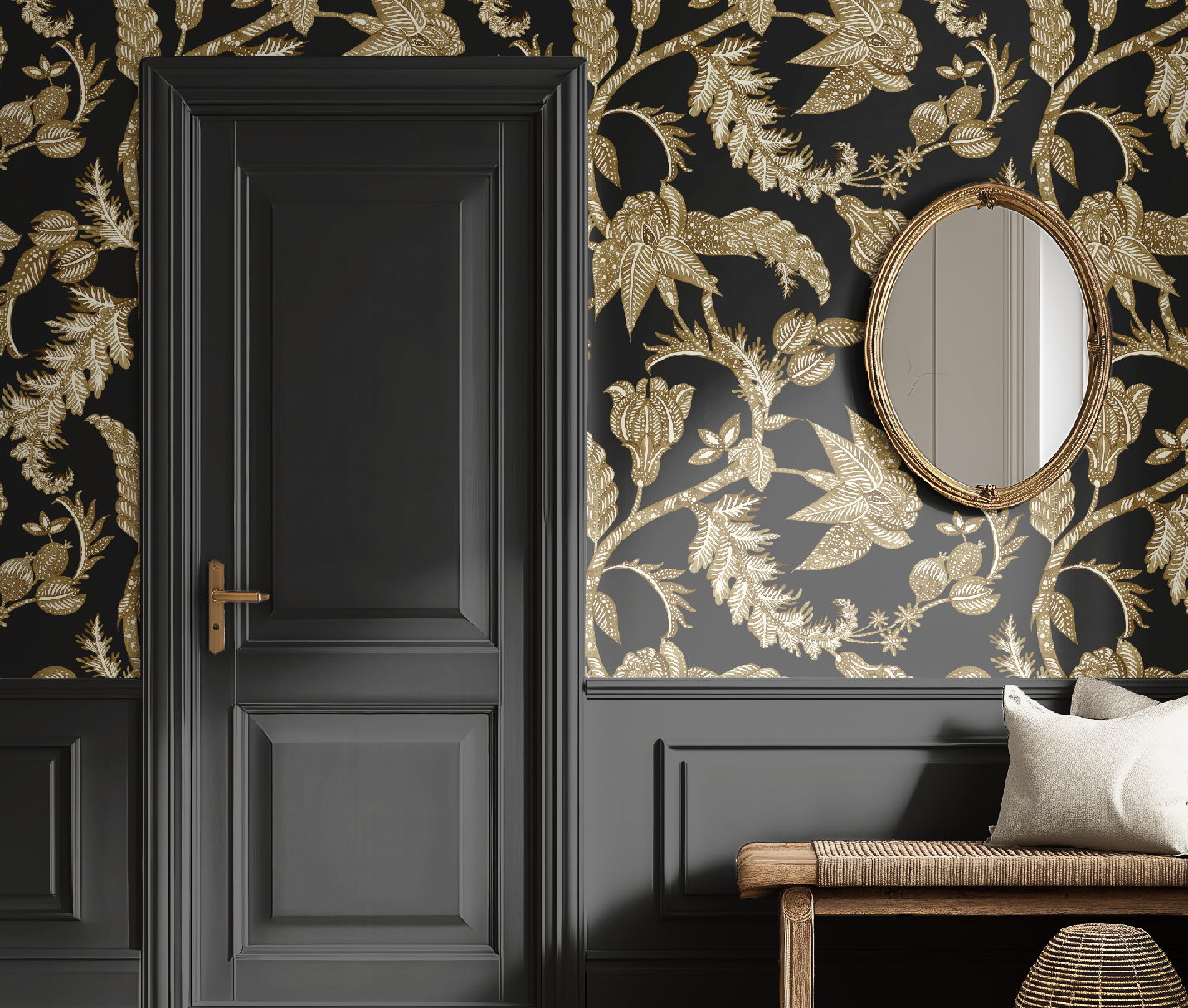 Antique Botanical Etching / Charcoal Wallpaper - Image 3 by RebelMod