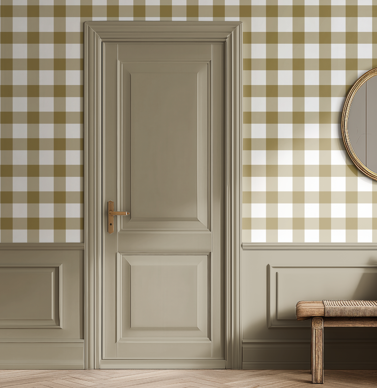 Amber Brown Plaid Gingham Wallpaper by RebelMod
