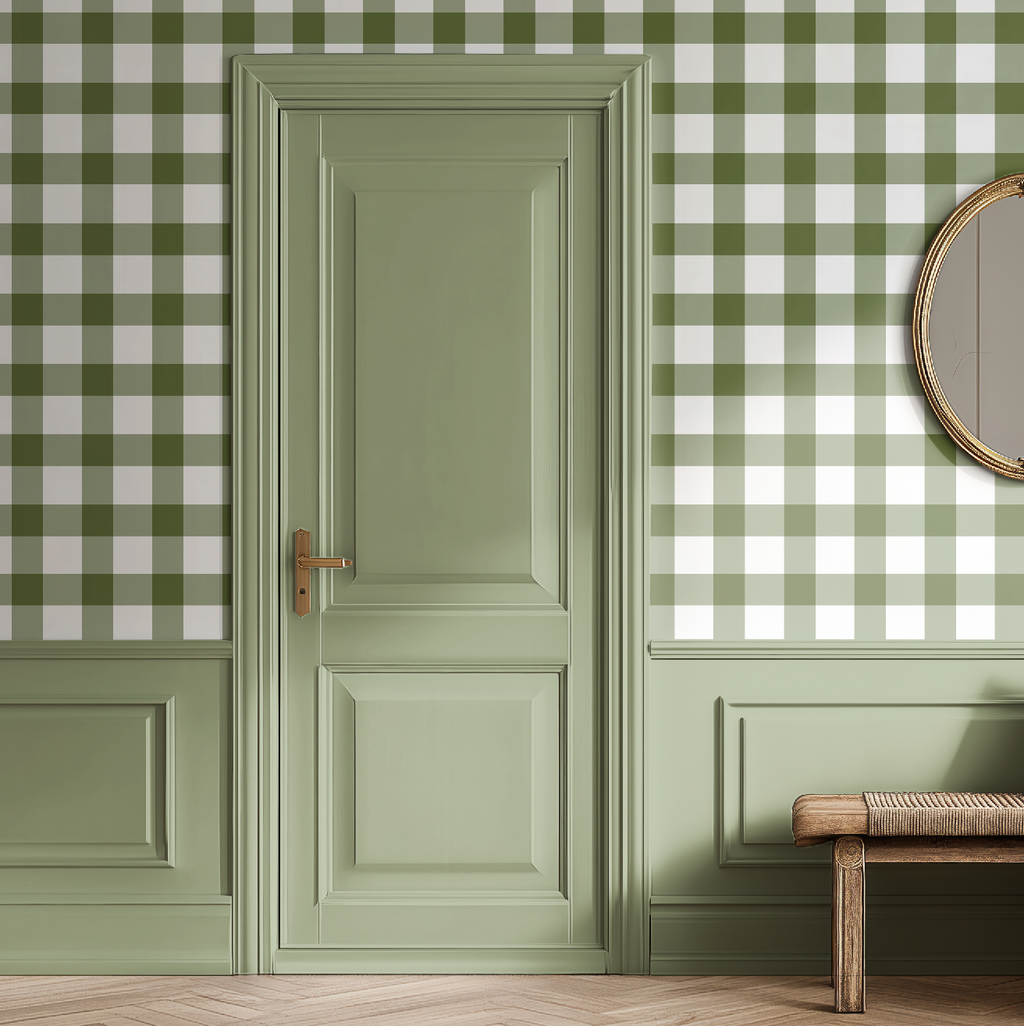 Olive Green Plaid Gingham Wallpaper - Image 7 by RebelMod