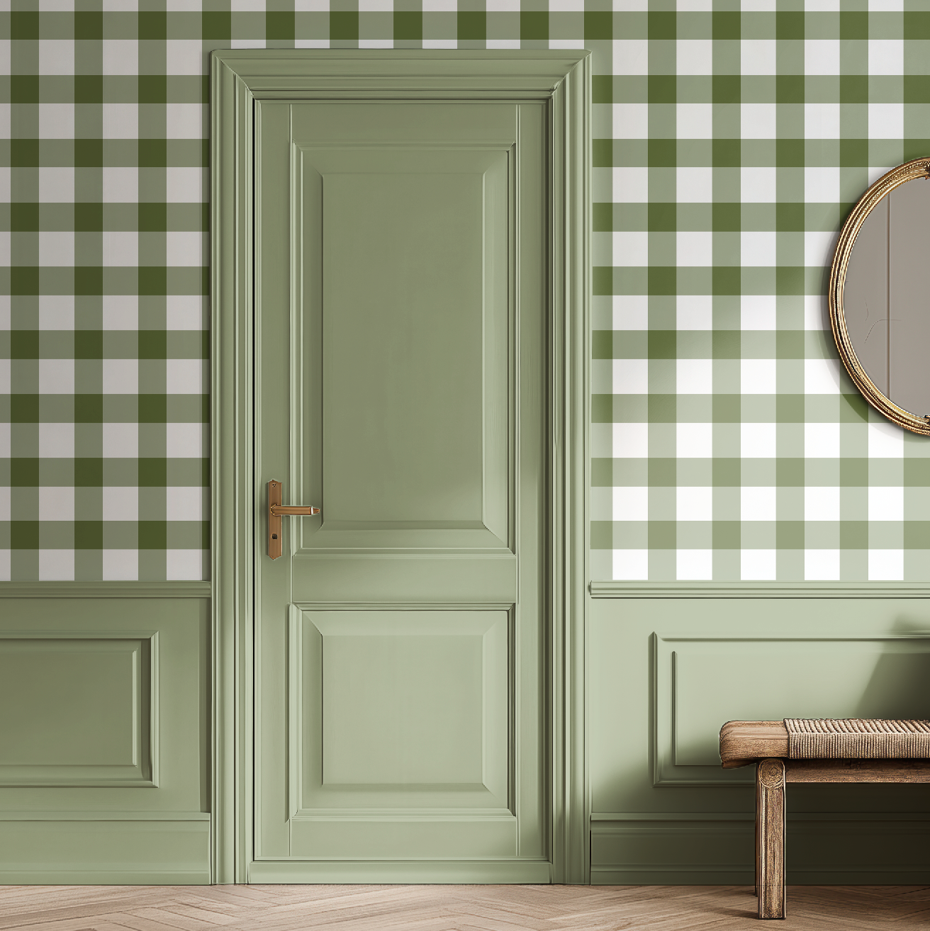Olive Green Plaid Gingham Wallpaper - Image 7 by RebelMod