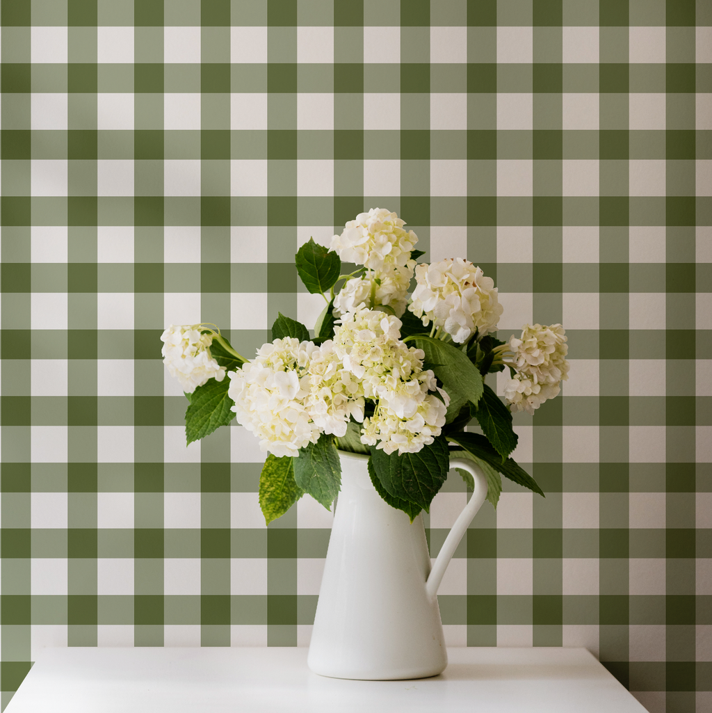 Olive Green Plaid Gingham Wallpaper - Image 3 by RebelMod