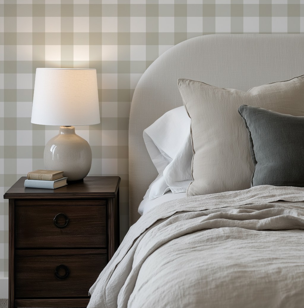Ivory Plaid Gingham Wallpaper - Image 9 by RebelMod