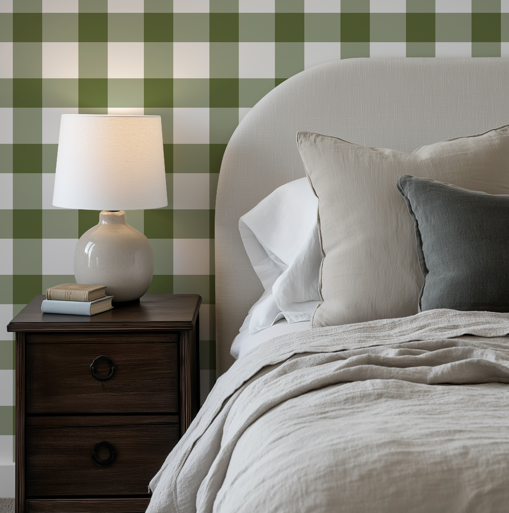 Olive Green Plaid Gingham Wallpaper - Image 8 by RebelMod