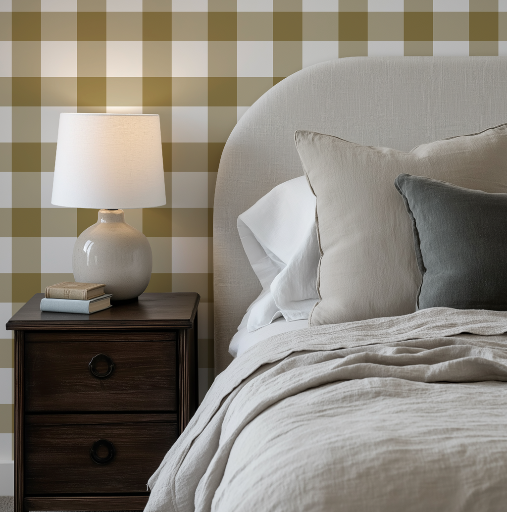 Amber Brown Plaid Gingham Wallpaper - Image 7 by RebelMod