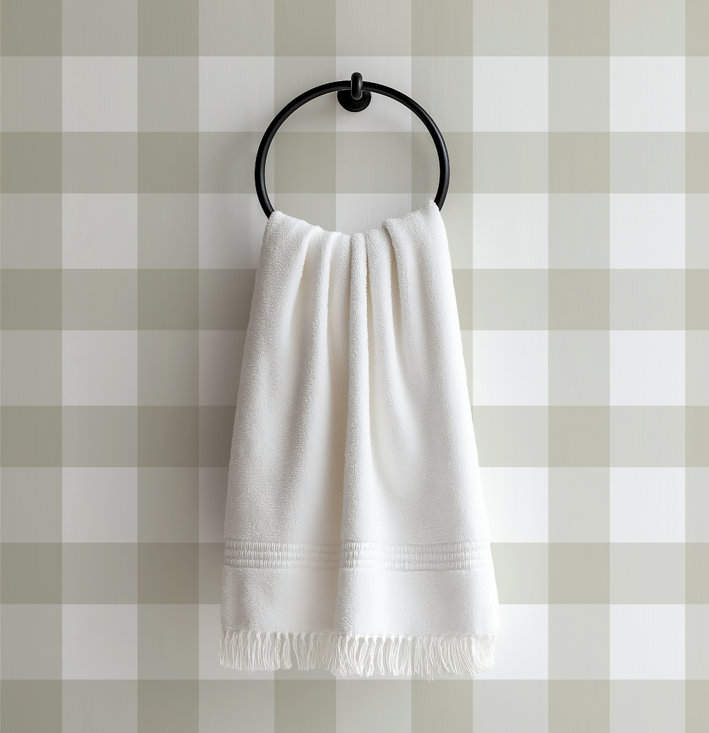 Ivory Plaid Gingham Wallpaper