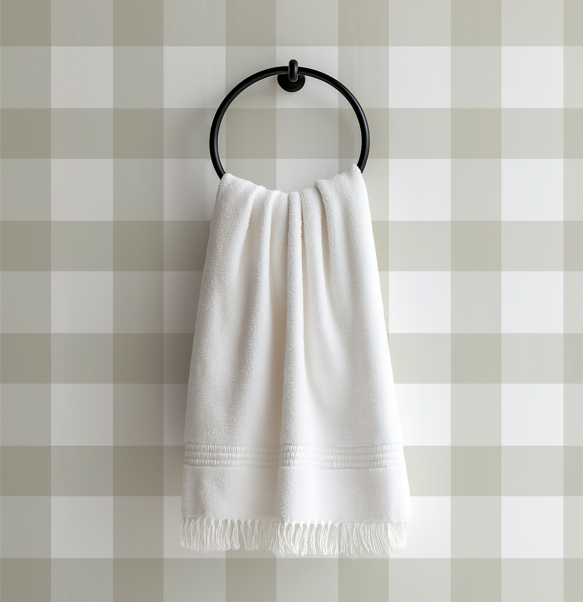 Ivory Plaid Gingham Wallpaper