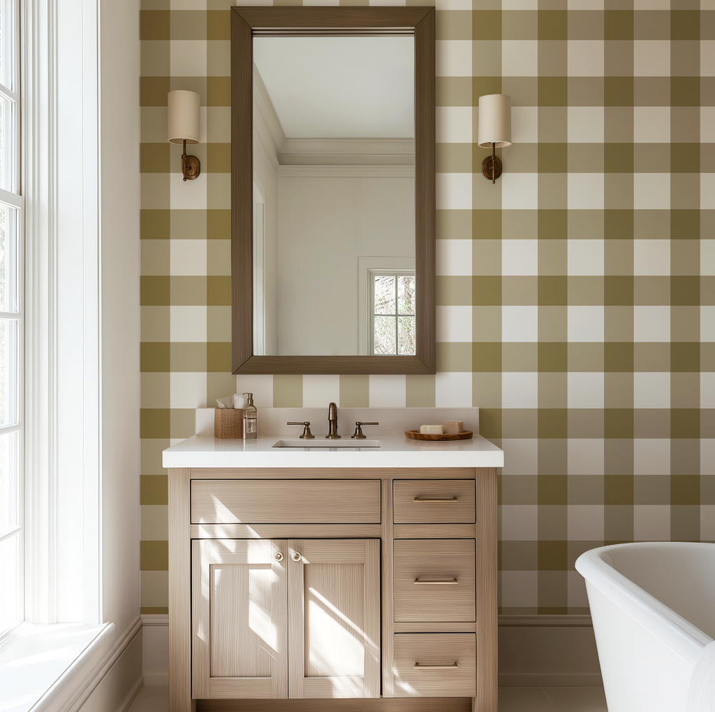 Amber Brown Plaid Gingham Wallpaper - Image 9 by RebelMod