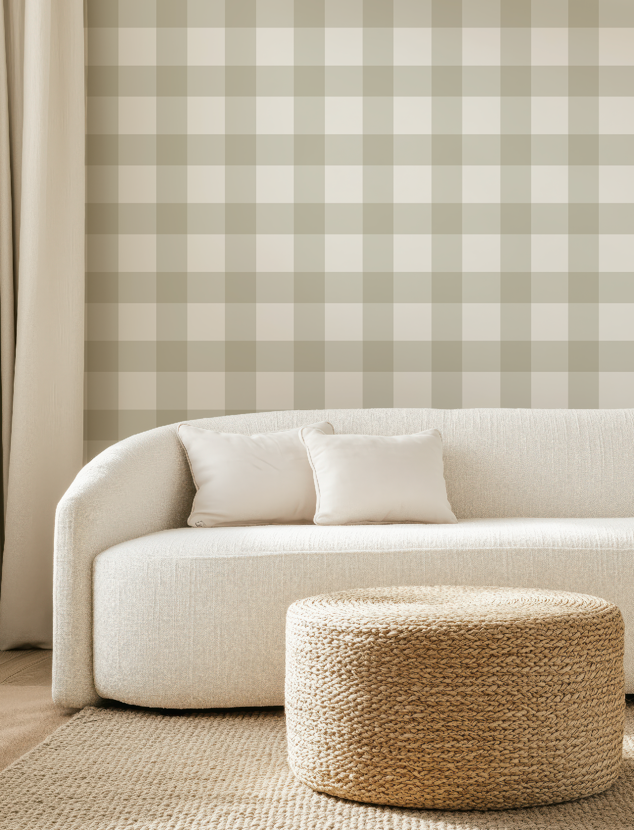 Ivory Plaid Gingham Wallpaper by RebelMod
