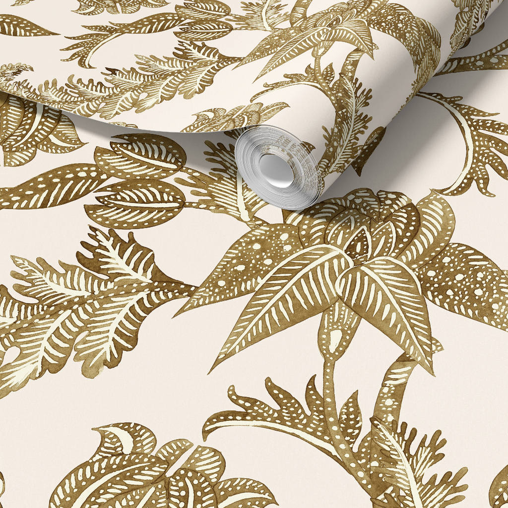 Antique Botanical Etching / Cream Wallpaper by RebelMod