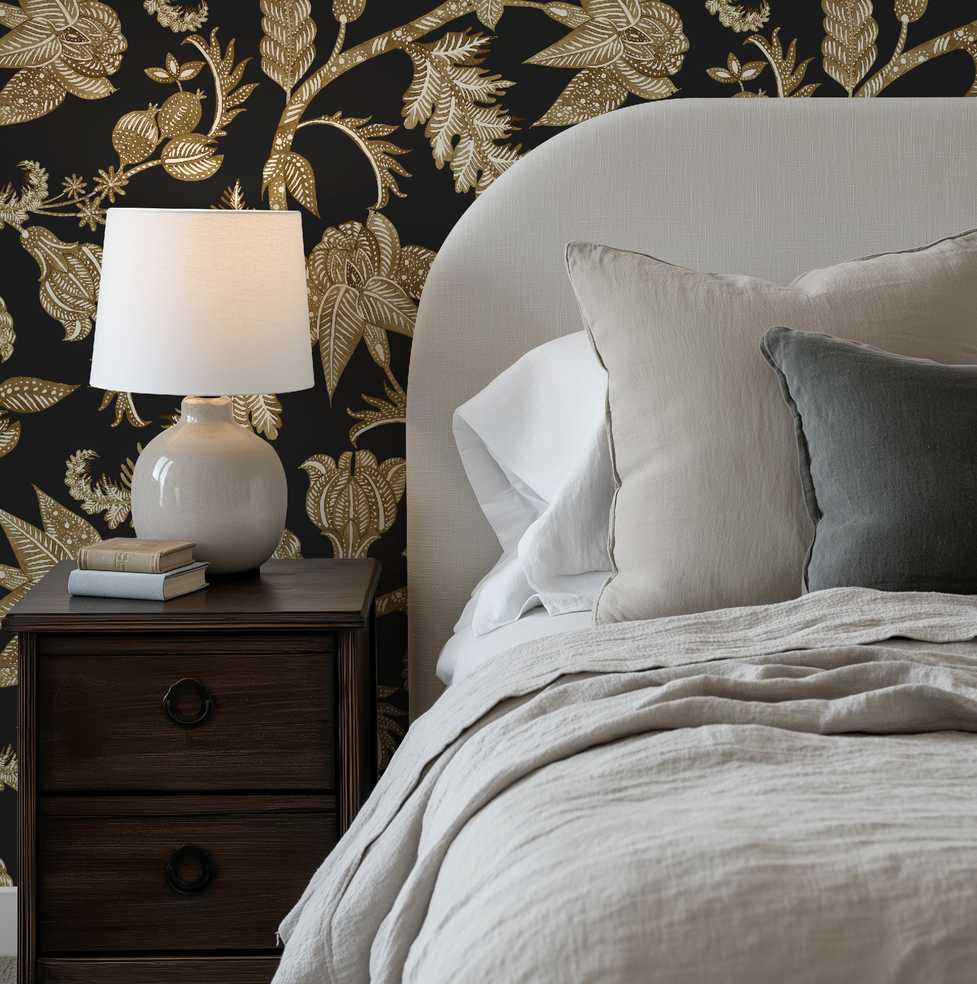 Antique Botanical Etching / Charcoal Wallpaper - Image 6 by RebelMod