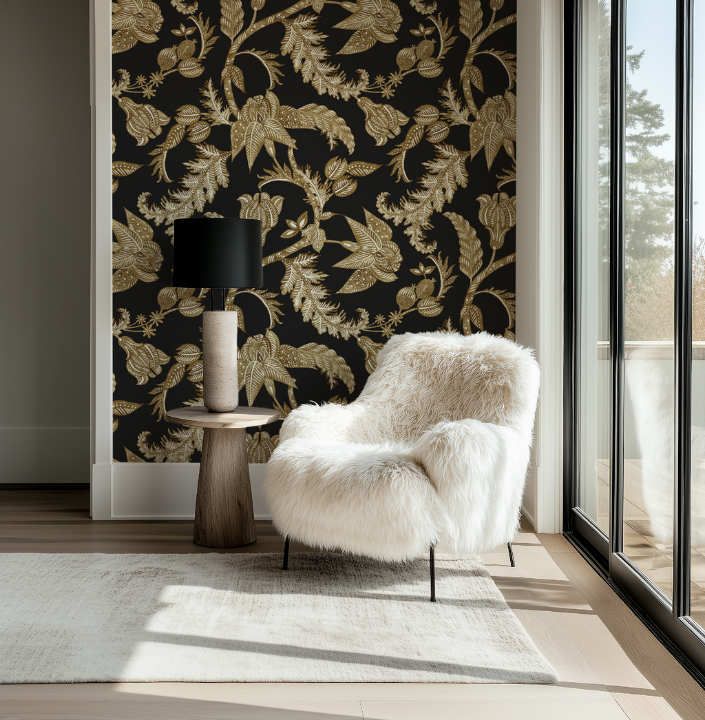 Antique Botanical Etching / Charcoal Wallpaper - Image 7 by RebelMod
